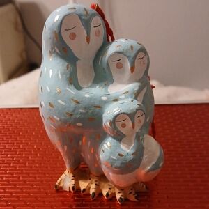 Anthropologie Blue and Gold Owl Figurine